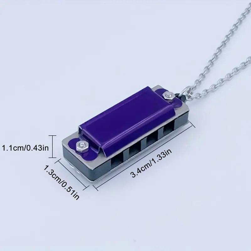 Random Color Mini Harmonica Necklace, 1 Count 4-hole 8-note Harmonica Pendant Necklace, Portable Musical Instrument for Kids & Adults, Christmas Gift