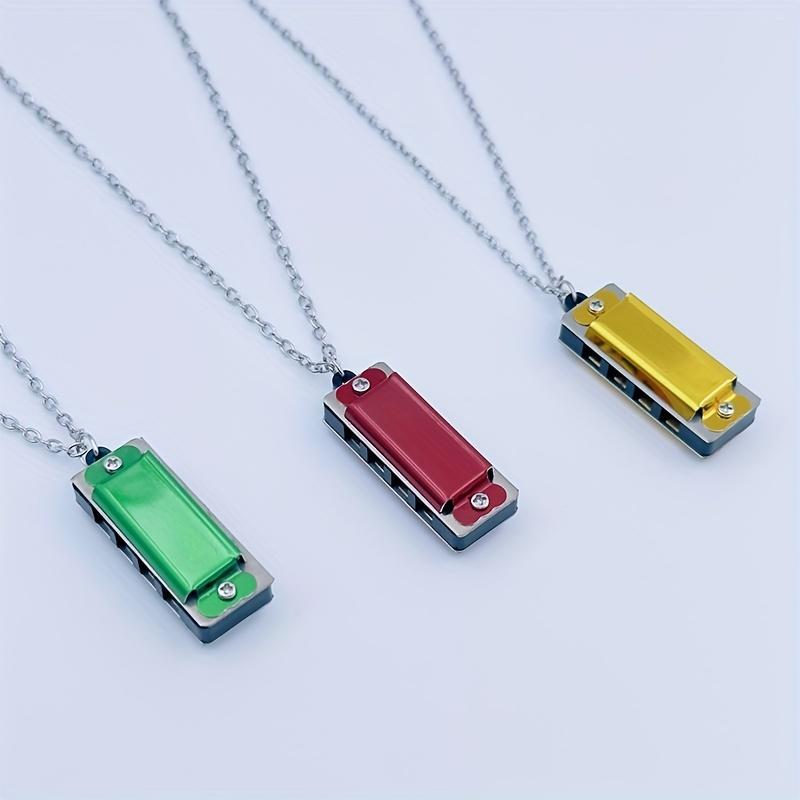 Random Color Mini Harmonica Necklace, 1 Count 4-hole 8-note Harmonica Pendant Necklace, Portable Musical Instrument for Kids & Adults, Christmas Gift