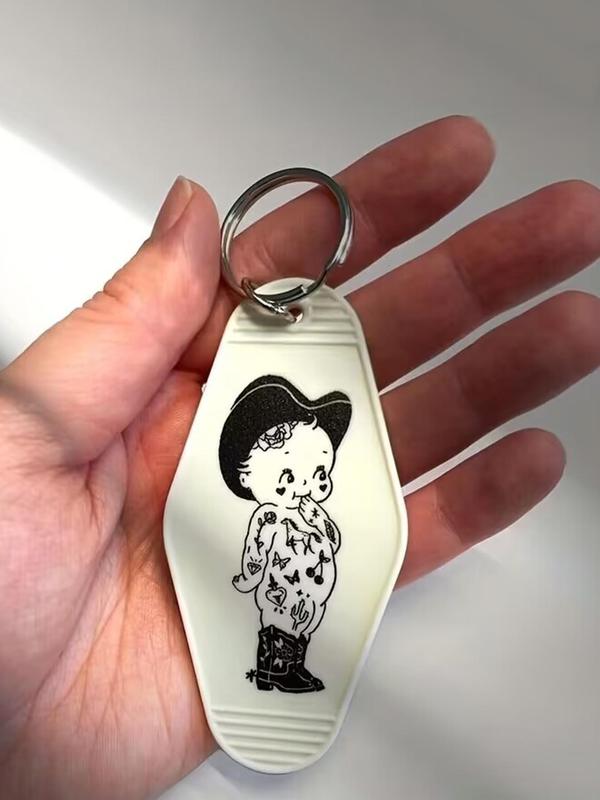 Cartoon Cowgirl Pattern Keychain, Cute Keychain for Car Key, Fashion Accessories for Women & Men