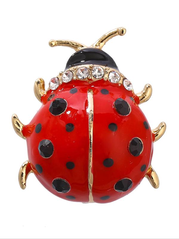 Cute Ladybug Design Brooch, Rhinestone Decorated Insect Brooch, Fashion Accessories for Women & Girls, Trendy All-match & Exquisite Brooch for Birthday Gift