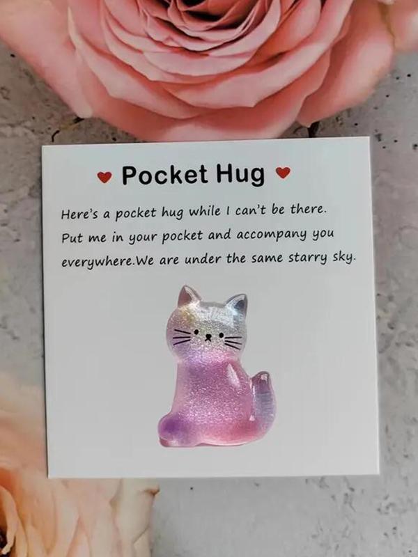 Cute Cat Design Pocket Hug Charm, Glitter Cat Charm, Fashionable Diy Jewelry Accessories for Women & Girls, Perfect for Birthdays