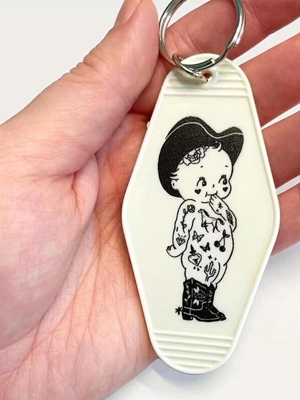 Cartoon Cowgirl Pattern Keychain, Cute Keychain for Car Key, Fashion Accessories for Women & Men