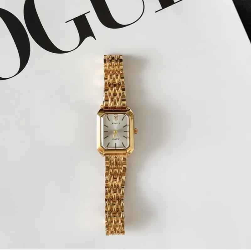 Luxury Ladies Fashion Quartz Watch Simple Scale Square Quality Gold Plated Women Watches Business,Gift with Box,Christmas gift