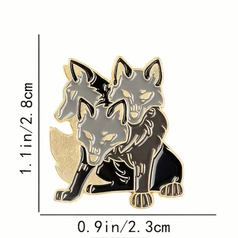 Three headed hellhound wolf enamel pin