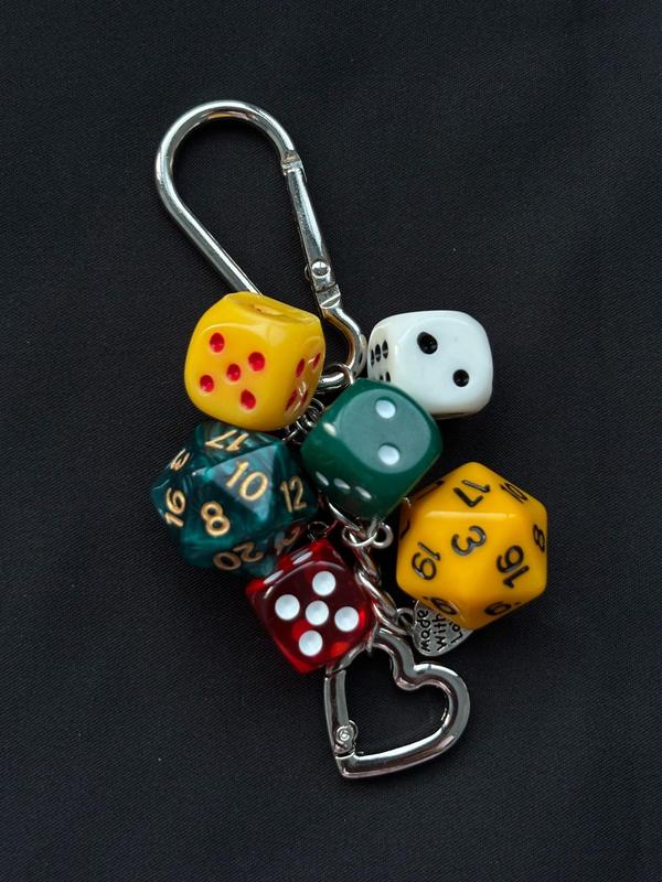 Heart & Dice Design Bag Charm, Cute Keychain for Women & Men, Fashion Accessories for Bag Decoration, Trendy All-match & Exquisite Keychain for Birthday Gift