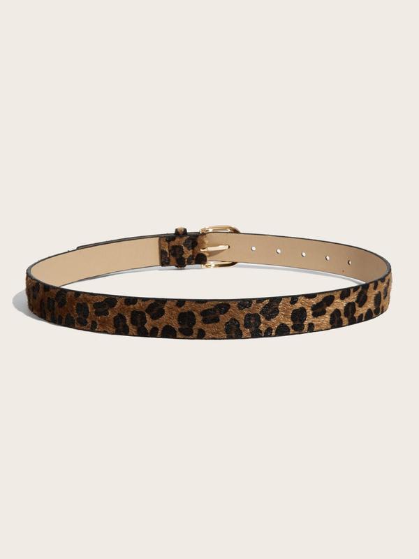 Women's Street Style Y2k Leopard Print Pu Buckle Belt, Casual Waistband for Jeans Trousers, Trendy All-match Vintage Accessories for Birthday Gift