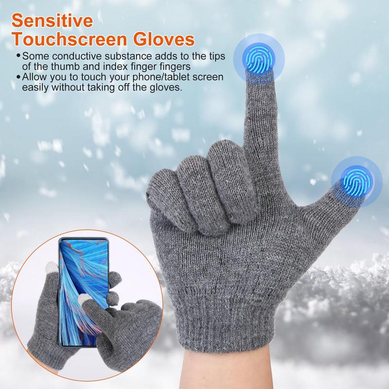 3-Pieces Winter Hat Gloves Scarf Set, Knit Warm Beanie Hat Neck Warm Touch Screen Mittens for Women and Men, Great Christmas Gift