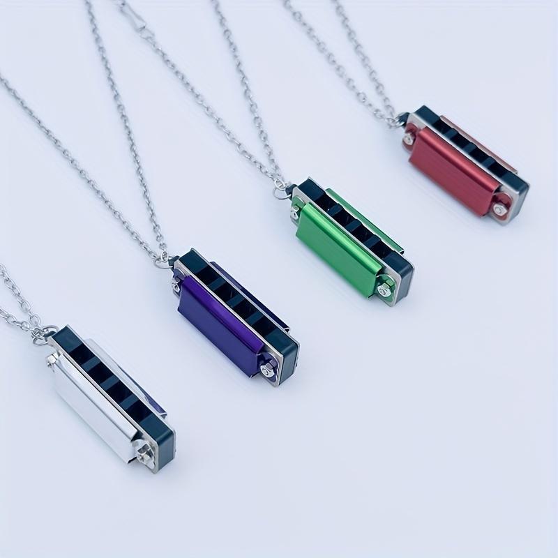 Random Color Mini Harmonica Necklace, 1 Count 4-hole 8-note Harmonica Pendant Necklace, Portable Musical Instrument for Kids & Adults, Christmas Gift