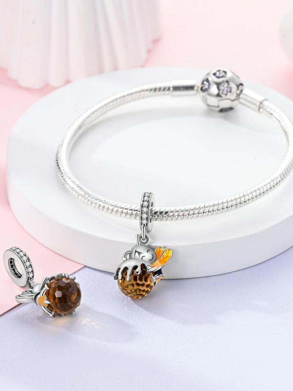 Cute Bee & Honey Pot Design Pendant, Rhinestone Decorated Pendant for Women & Girls, Diy Jewelry Making Supplies for Necklace and Bracelet for Holiday Engagement Gift