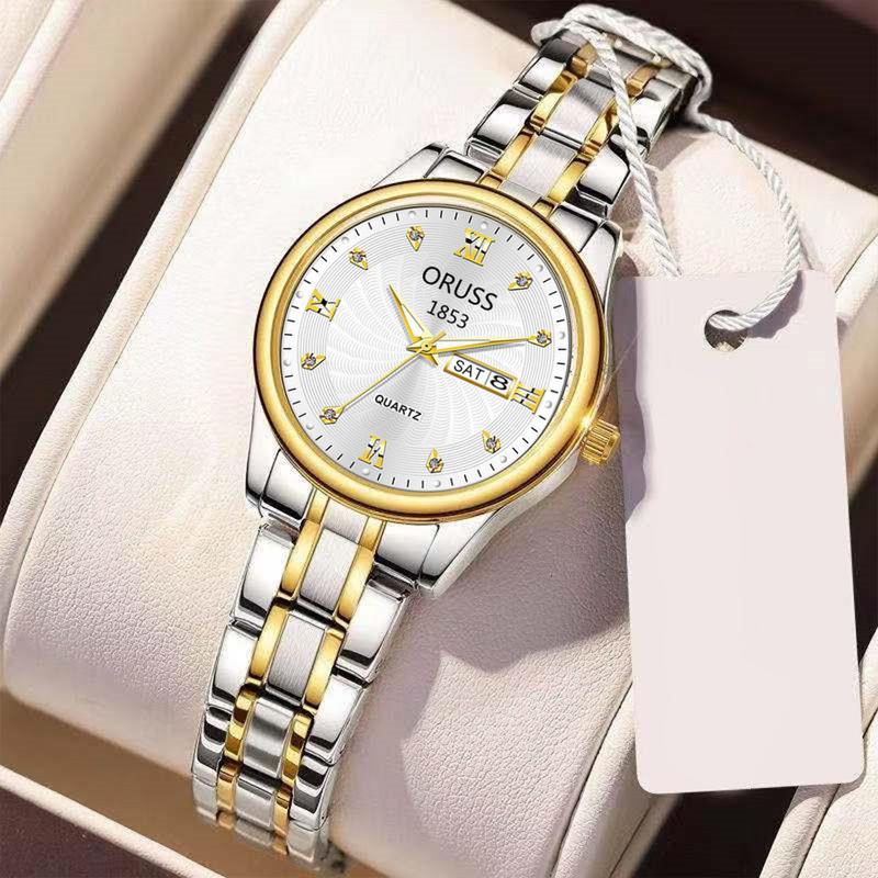 SilverMelody Luxury Quartz Watch for Women Elegant Stainless Steel Watch Luminous Waterproof Week Date Wristwatch Ladies Dress Watch