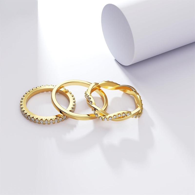 NECOCY Stackable Rings for Women Non Tarnish Dainty Rings Set Thumb Fashion Thin Pack Simple Unique Statement Rings Jewlery Women 5 6 7 8 9 10 Christmas 2024 Ornament