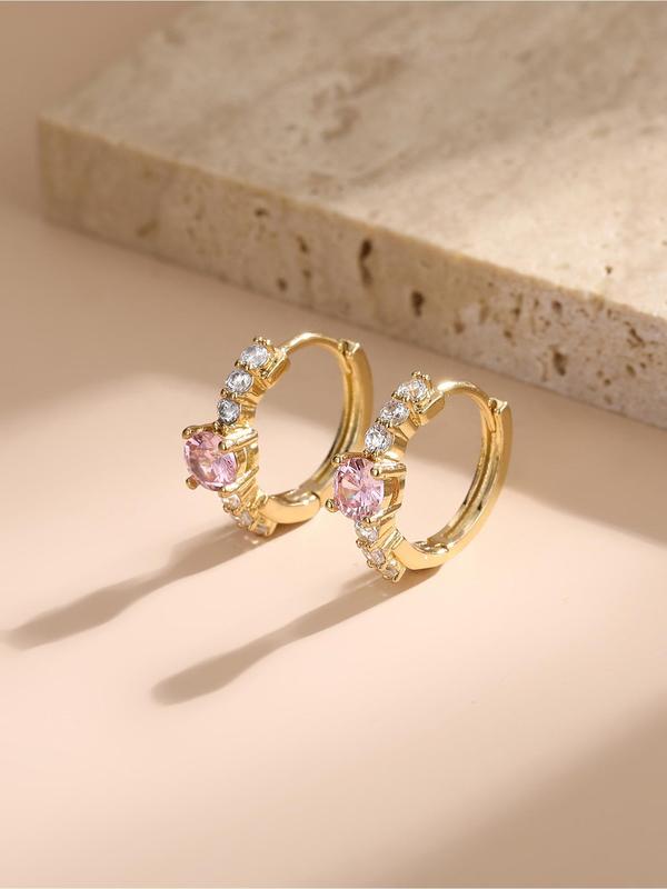 Fashion Rhinestone Decorated Hoop Earrings, Elegant Jewelry for Women, Casual Jewelry for Party, Daily Clothing Decor, Trendy All-match & Exquisite Jewelry for Birthday Gift