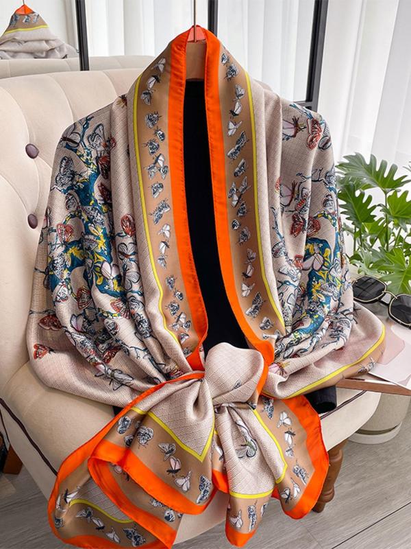 Women's Butterfly Print Scarf, Casual Fashionable Shawl for All Seasons, Versatile Scarf for Women Gift