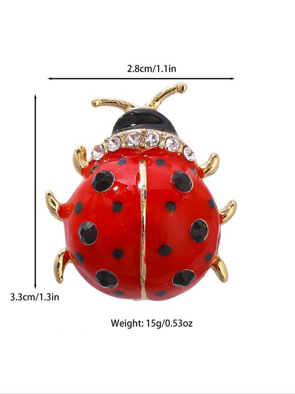 Cute Ladybug Design Brooch, Rhinestone Decorated Insect Brooch, Fashion Accessories for Women & Girls, Trendy All-match & Exquisite Brooch for Birthday Gift