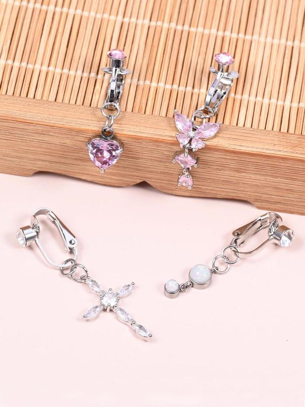 Women's Elegant Rhinestone Decorated Belly Ring, 2024 New Style Exquisite Trendy Non-piercing Belly Ring, Fashionable Body Cool Female No Piercing Accessories for Women & Girls