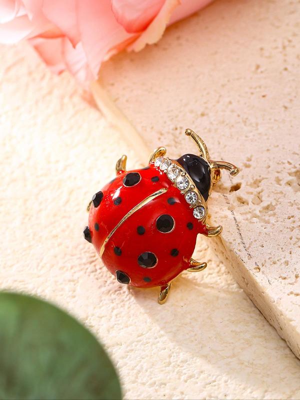 Cute Ladybug Design Brooch, Rhinestone Decorated Insect Brooch, Fashion Accessories for Women & Girls, Trendy All-match & Exquisite Brooch for Birthday Gift