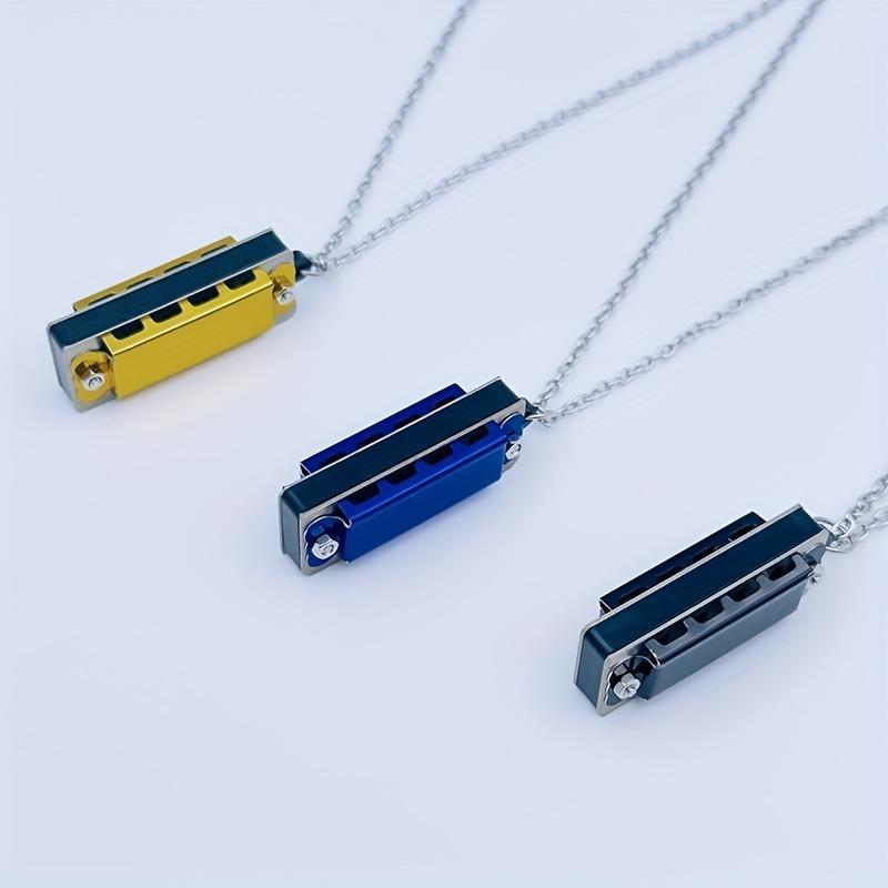 Random Color Mini Harmonica Necklace, 1 Count 4-hole 8-note Harmonica Pendant Necklace, Portable Musical Instrument for Kids & Adults, Christmas Gift