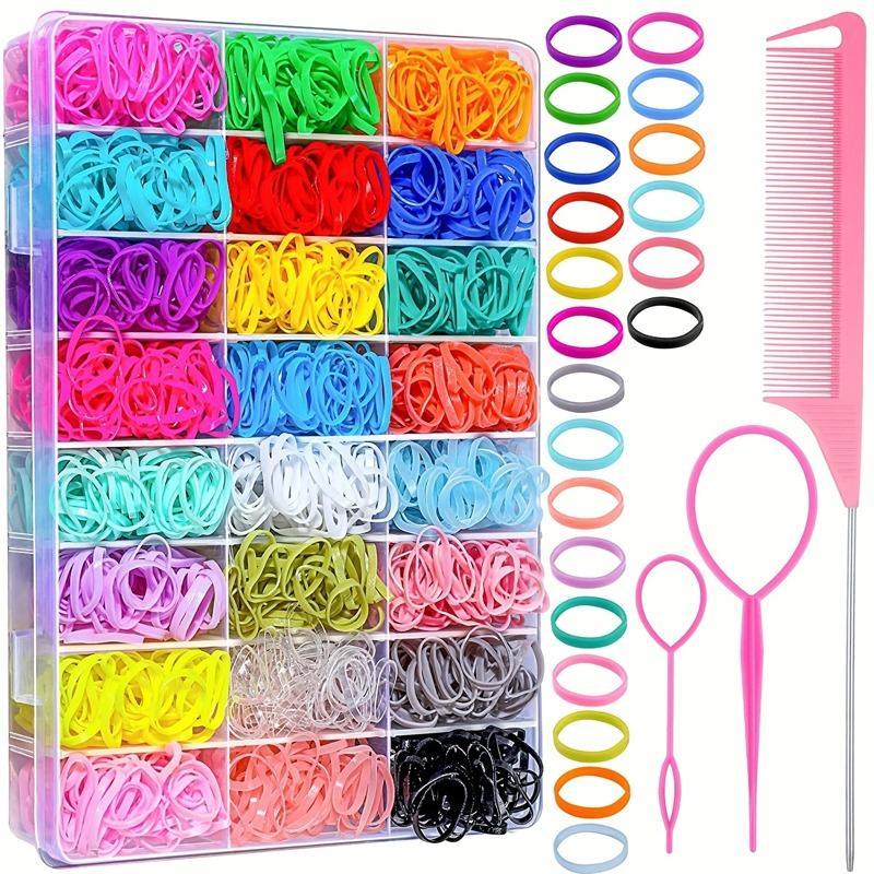 24-color Hair Ties, 1 Set Elastic Hair Tie with Hair Loop, Heatless Hair Styling Tools for Women, Hair Accessories for Summer Gift, Makeup Products