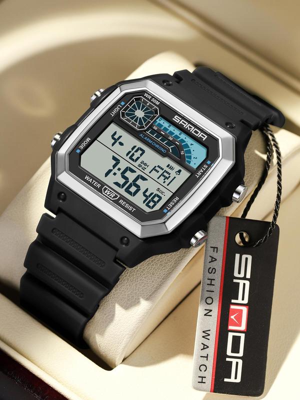 Men's Sporty Digital Watch, Fashion Digital Watch with Luminous Dial & Alarm Function, Waterproof Watch with Digital Display for Men