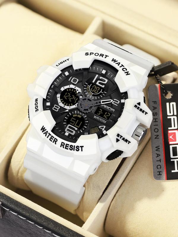 Men's Sportive Digital Analog Quartz Watch, Fashionable Digital Watch with Alarm Mode, Trendy Watch for Daily Life