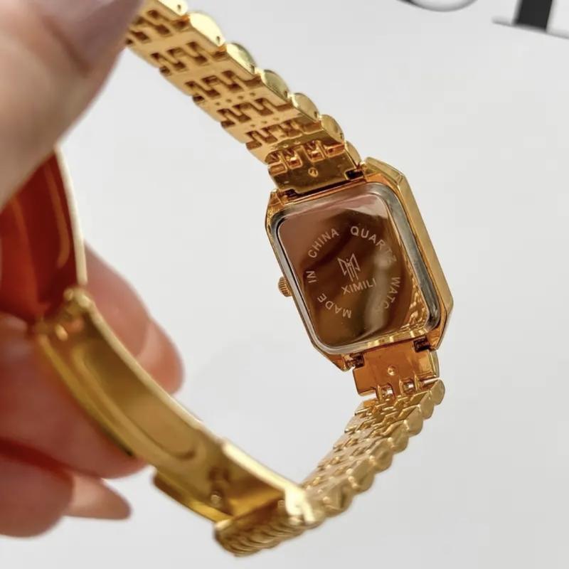 Luxury Ladies Fashion Quartz Watch Simple Scale Square Quality Gold Plated Women Watches Business,Gift with Box,Christmas gift