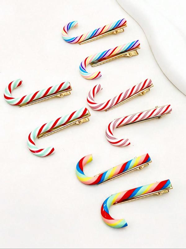 Cute Casual Colorful Candy Cane  Design Hair Clips, Christmas Themed Hair Accessories for Women & Girls, Suitable for Christmas Party Holiday Decor