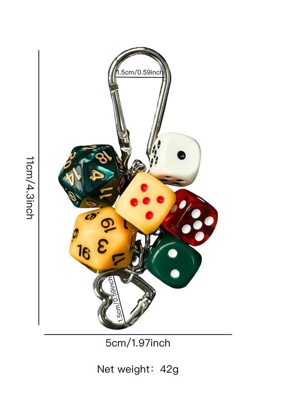 Heart & Dice Design Bag Charm, Cute Keychain for Women & Men, Fashion Accessories for Bag Decoration, Trendy All-match & Exquisite Keychain for Birthday Gift