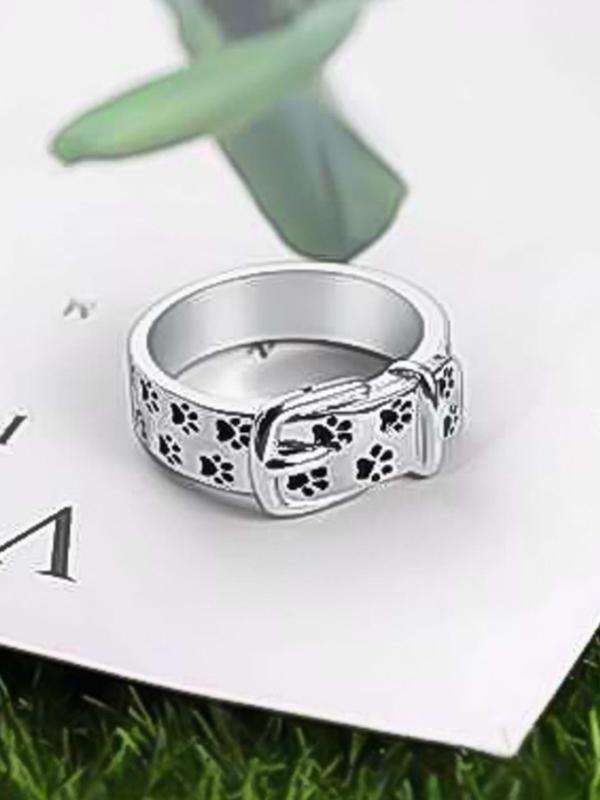 Fashion Cute Paw Design Ring, Animal Themed Ring for Women for Daily Decoration, Trendy All-match & Exquisite Jewelry for Birthday Gift