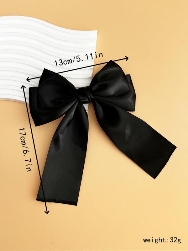 Solid Color Bow Decor Hair Clip, Cute Style Ribbon Bow Hair Clip, Fashionable Hair Accessories for Women & Girls