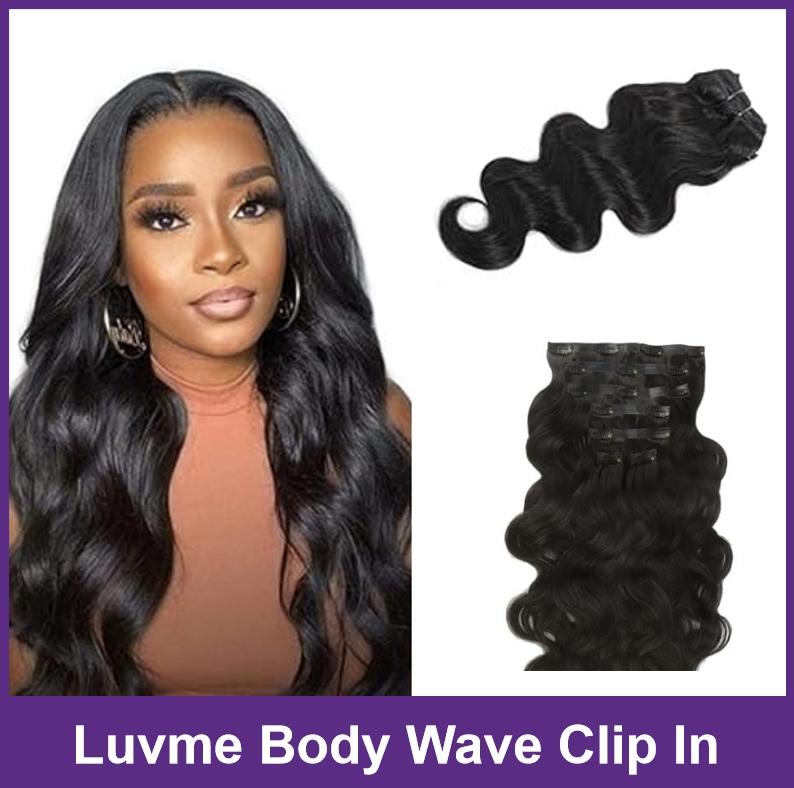 LUVME 100% Virgin Human Hair Extensions 135g Pack Straight, Body Wave, Kinky Curly, Yaki Straight Clip-In