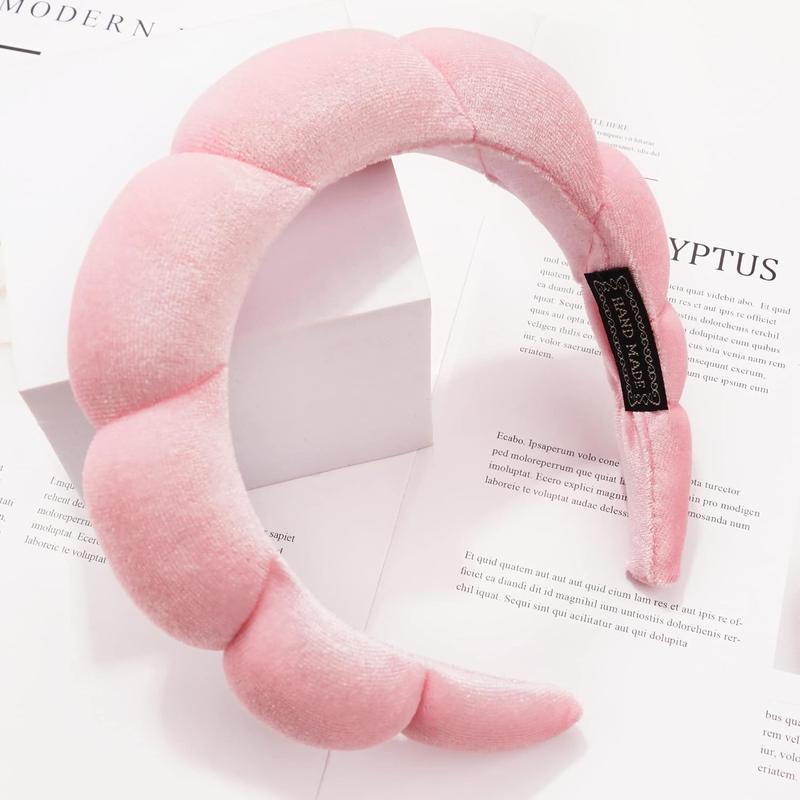 Headband for Women Sponge Headband for Washing  Clouds Soft Hairband Skincare Makeup Headbands for Women Girls Shower Makeup Skincare (Pink)