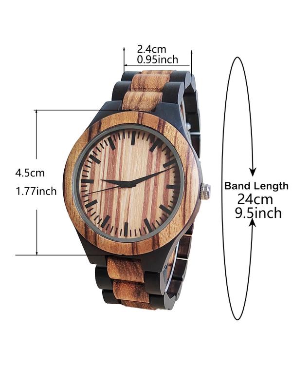 Men's Vintage Wooden Watch, Retro Style Round Dial Quartz Watch for Men, Trendy All-match & Exquisite Watch for Birthday Gift with Box