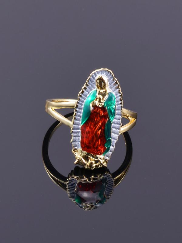 Mexican Charm Guadalupe Ring, Religious Catholic Faith Wearing Accessories, Holiday Celebration Gifts, Protective Blessing Jewelry Gifts for Men and Women