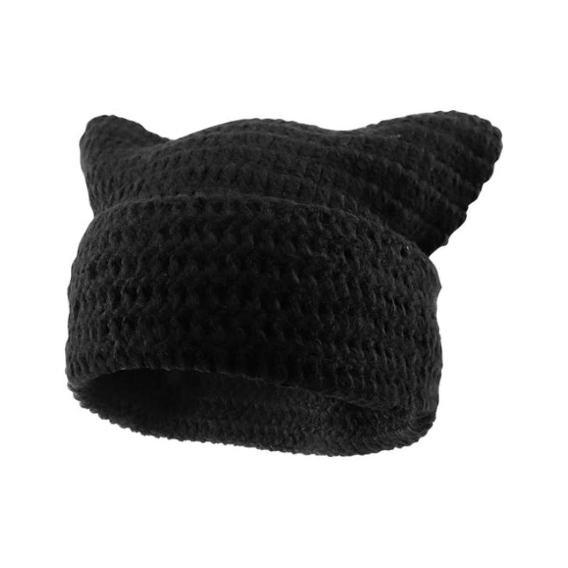 Cute Hat with Ears,Crochet Hat,Knitted Hat,Cat Beanie Y2k Winter Hat,Cat Ear Beanie for Women Men, Slouchy Beanie