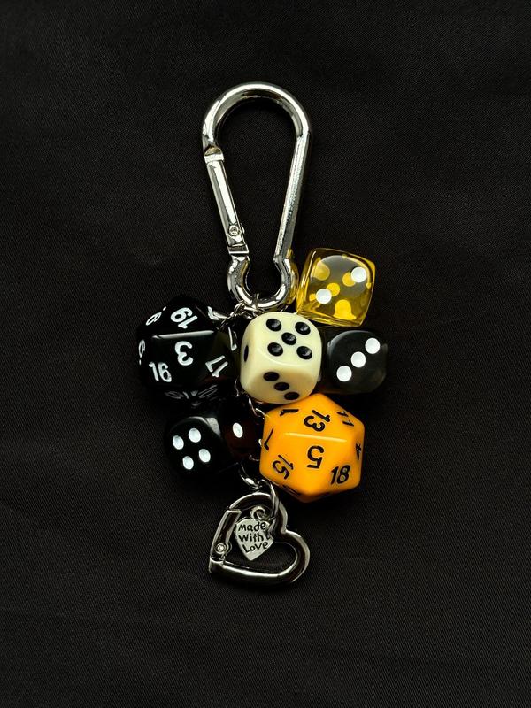 Heart & Dice Design Bag Charm, Cute Keychain for Women & Men, Fashion Accessories for Bag Decoration, Trendy All-match & Exquisite Keychain for Birthday Gift