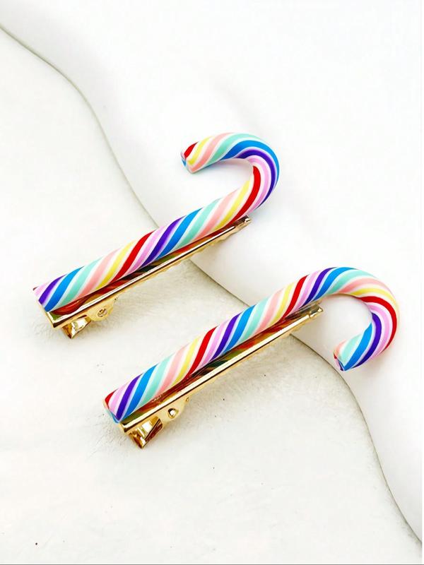 Cute Casual Colorful Candy Cane  Design Hair Clips, Christmas Themed Hair Accessories for Women & Girls, Suitable for Christmas Party Holiday Decor