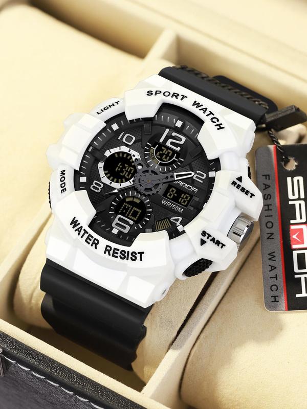 Men's Sportive Digital Analog Quartz Watch, Fashionable Digital Watch with Alarm Mode, Trendy Watch for Daily Life