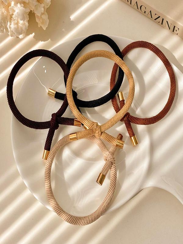 5pcs Simple Knot Design Hair Tie, High Stretch Hair Tie for Women & Girls, Casual Versatile Hair Accessories for Daily Wear