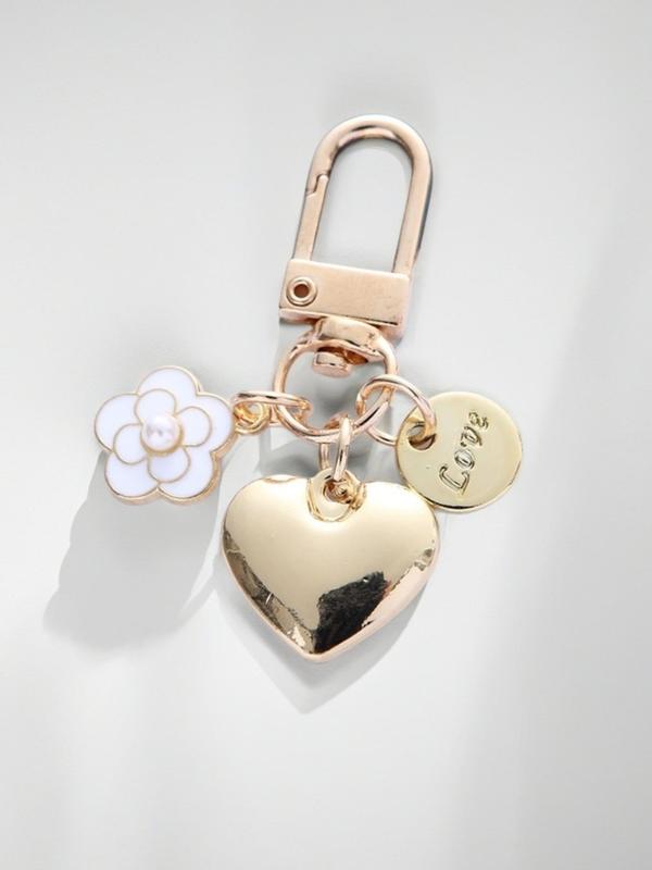 Heart & Flower Design Car Key Chain, Fashionable Key Ring for Women & Men, Keychain for Car, Key, Trendy All-match & Exquisite Keychain for Birthday Gift