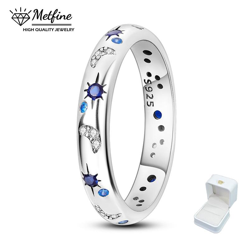 Stars & Moon Pattern Ring for Women All-match Eternity Cute Band Rings for Teen Girls Size 5-11