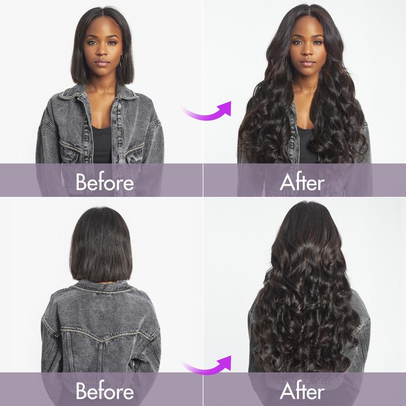 LUVME 100% Virgin Human Hair Extensions 135g Pack Straight, Body Wave, Kinky Curly, Yaki Straight Clip-In