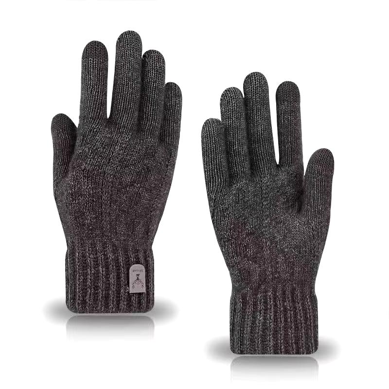 New Men'S Warm Gloves Winter Touch Screen plus Fleece Gloves Cold Warm Wool Knitted Gloves GAFASTWO