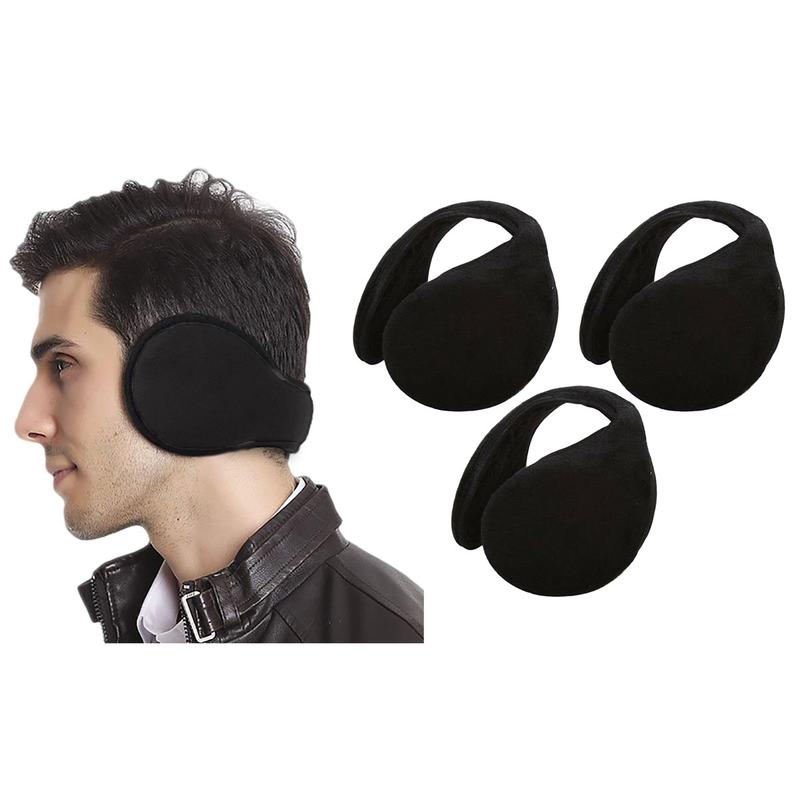 Multi-Pack Adjustable-Classic Black Fleece Ear Muff Warmers