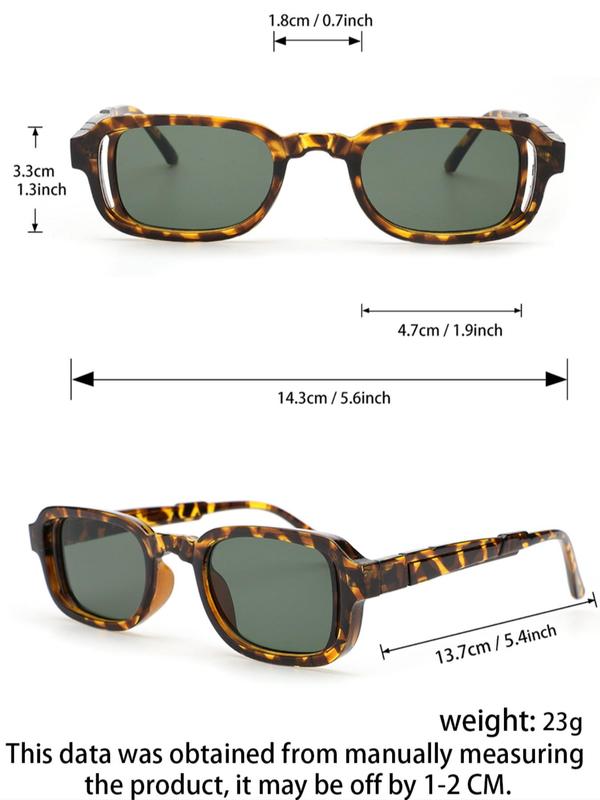 Fashion Summer Unisex Vintage Square Frame Sunglasses, Trendy Casual Leopard Graphic Sunglasses for Everyday Use, Fashionable Versatile Accessories for Driving Use