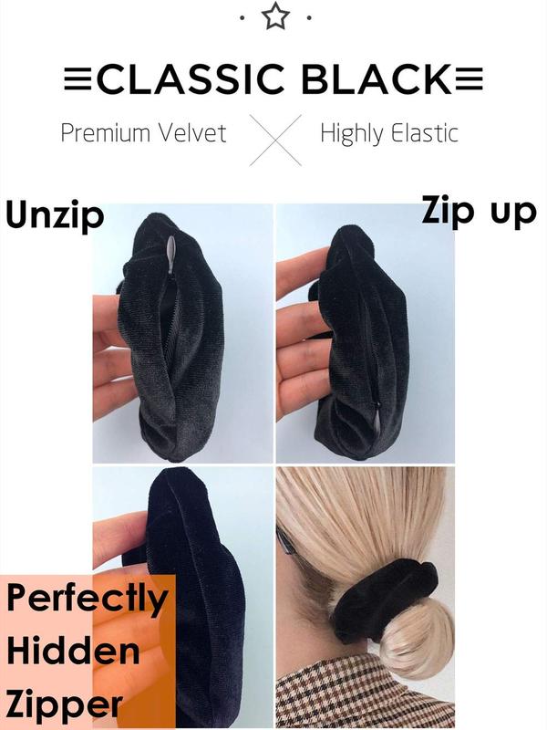 Zipper Scrunchies, Pocket Scrunchie,  & ,  Hair Ties Bracelet, Compatible with  AirPods 3&2&1, Key Money Chapstick Storage Bag, Elastics Hair Band (3PCS Black)