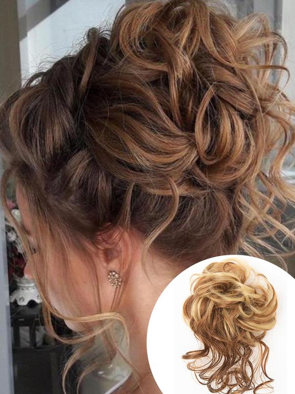 Women's Curly Ponytail Extensions, Natural Fluffy Hair Bun Extensions, Synthetic Messy Chignon Hair Extensions for Daily Use