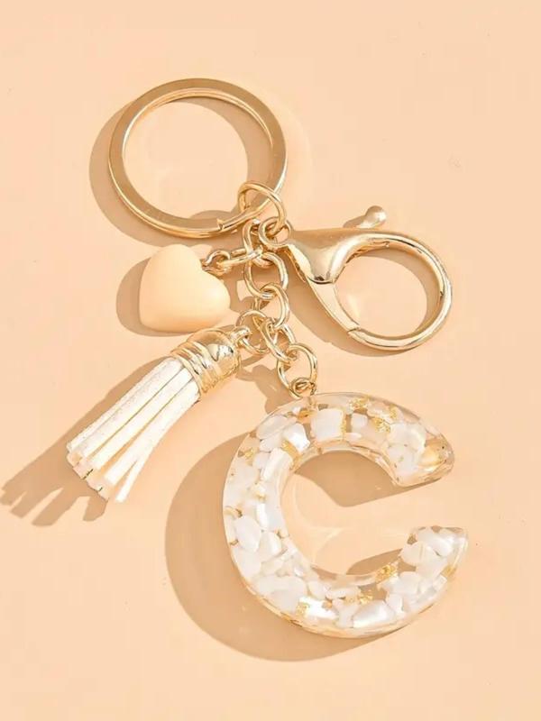 Cute Letter & Heart Design Keychain, Fashionable Resin Pendant Keychain for Women & Girls, Trendy All-match Keychain for Birthday Gift, Keychain for Car, Key