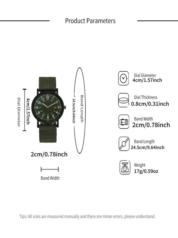 Men's Sporty Round Dial Analog Quartz Watch, Fashionable Nylon Watch with Clasp Closure for Men, Trendy All-match Watch for Birthday Gift with Box