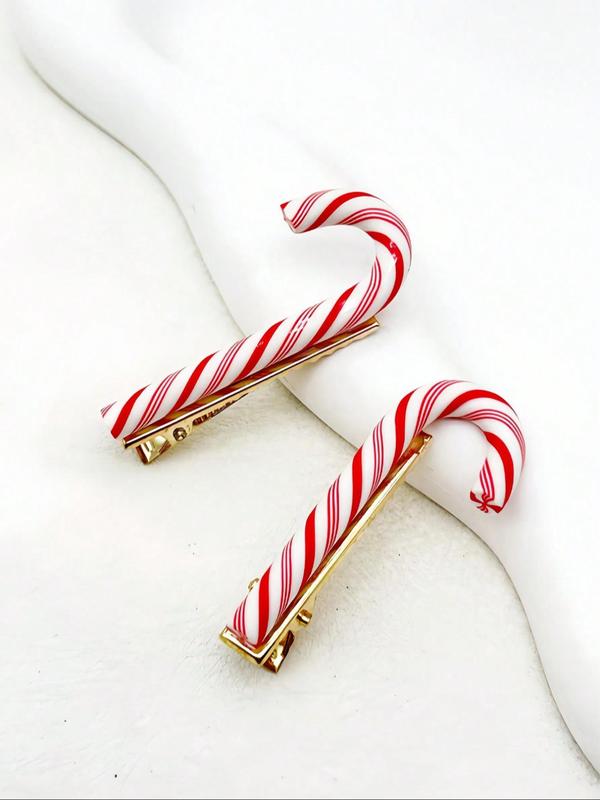 Cute Casual Colorful Candy Cane  Design Hair Clips, Christmas Themed Hair Accessories for Women & Girls, Suitable for Christmas Party Holiday Decor