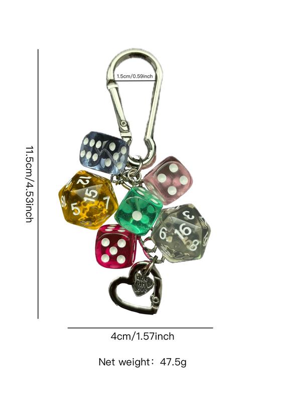 Heart & Dice Design Bag Charm, Cute Keychain for Women & Men, Fashion Accessories for Bag Decoration, Trendy All-match & Exquisite Keychain for Birthday Gift